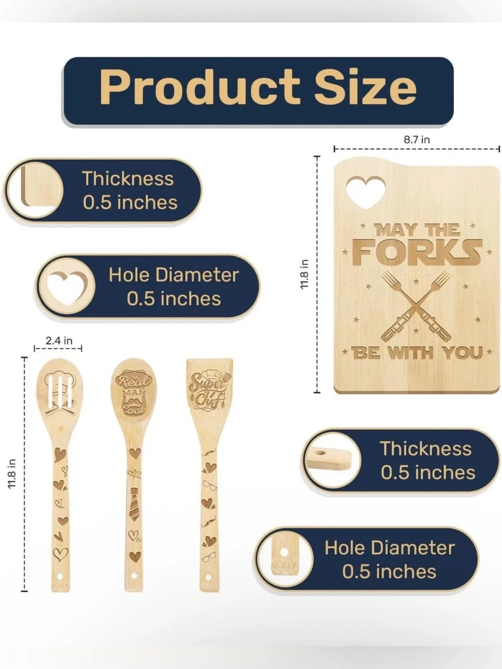 BUY NOW! May The Fork Be with You Cutting Board Set - NEW Organic Bamboo